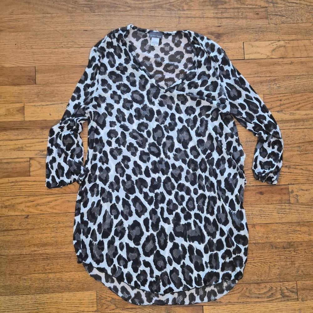 Jordan taylor leopard print sheer blouse